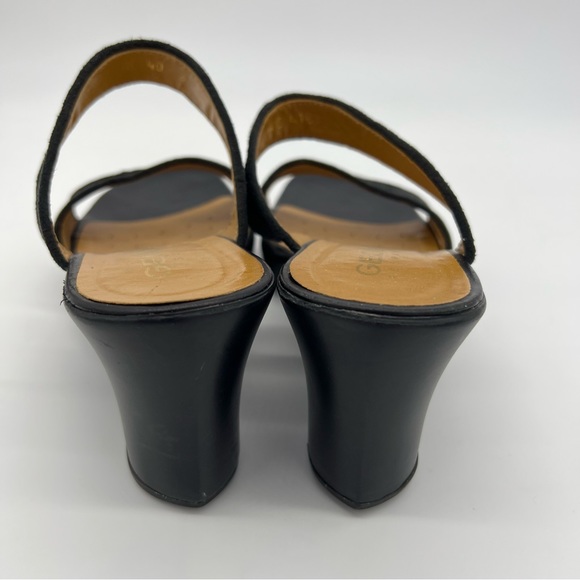 Geox Respira Leather Wedge Slide Sandals Black Slip-On Women 10 US Comfort - Picture 4 of 14